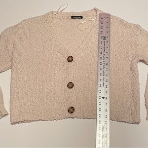 Papermoon textured Cream Cropped Button-Up Cardigan